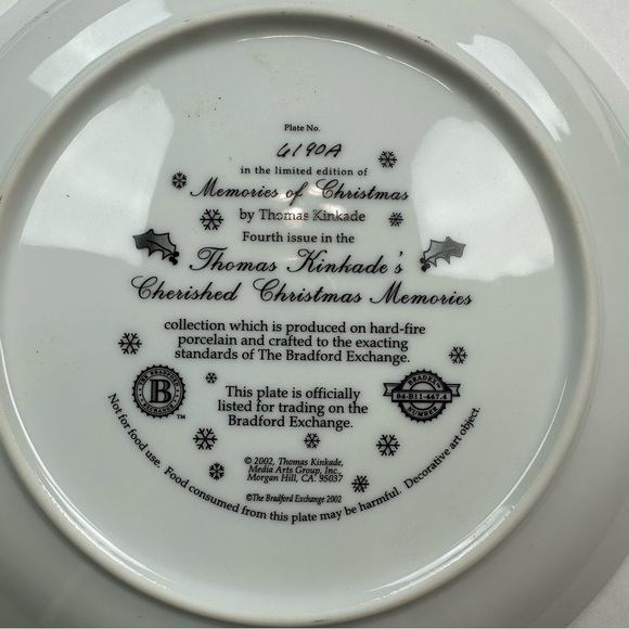 Thomas Kinkade Mrmories of Christmas /Cherished Christmas Memories Plate - Picture 8 of 9